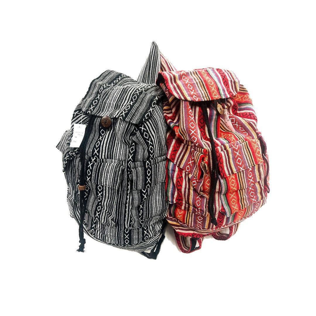 Woven Cotton Gheri Pattern Backpack