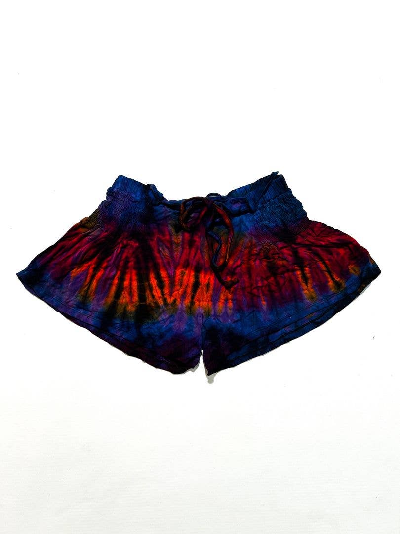 Spandex Tie Dye Shorts with Elastic Waist