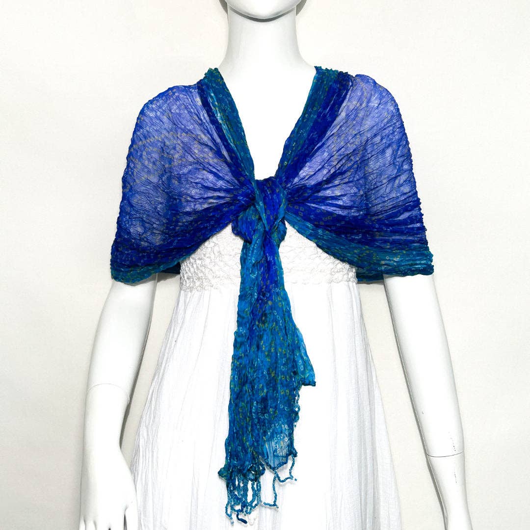 Chiffon Bandini Scarf With Beaded Trim OHM-1916
