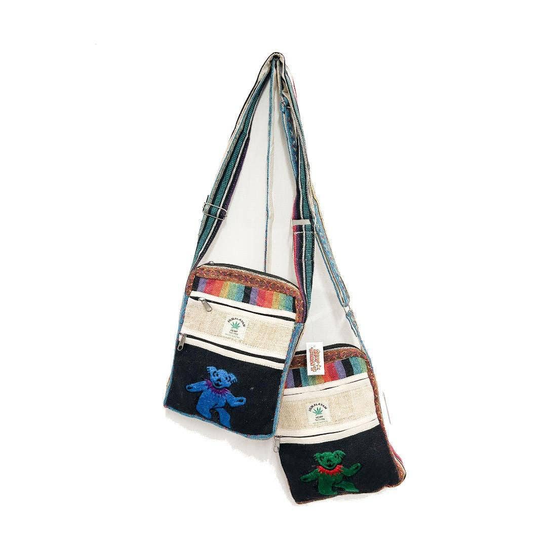 Himalayan Hemp Gheri Trim Bear Patch Adjustable Shoulder Bag