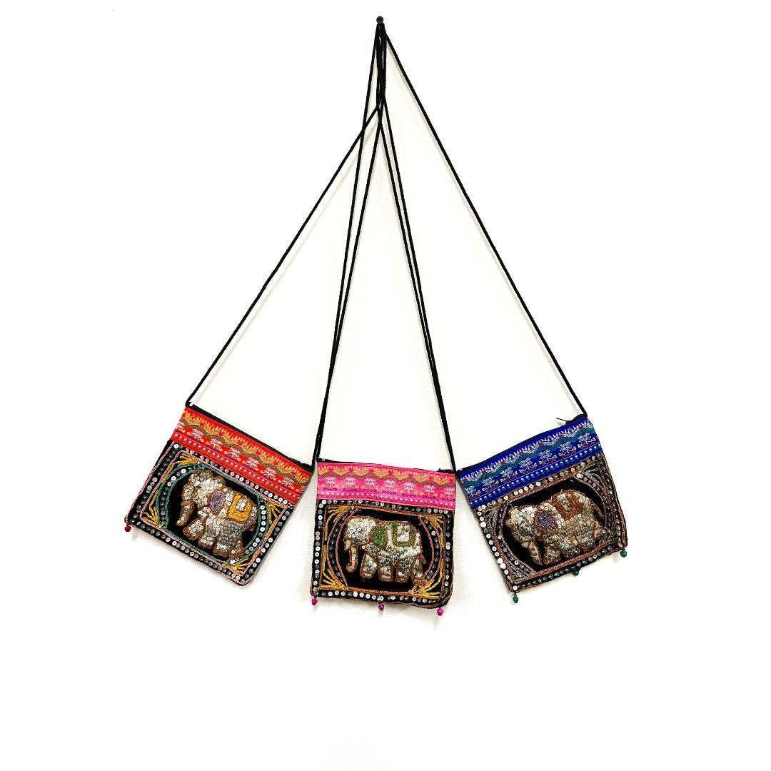 Cotton Sequined Elephant String Strap Small Shoulder Bag