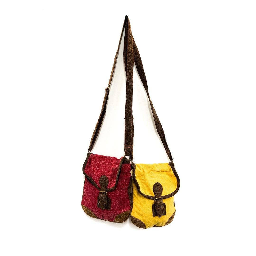 Cotton Buckle Flap Shoulder Bag