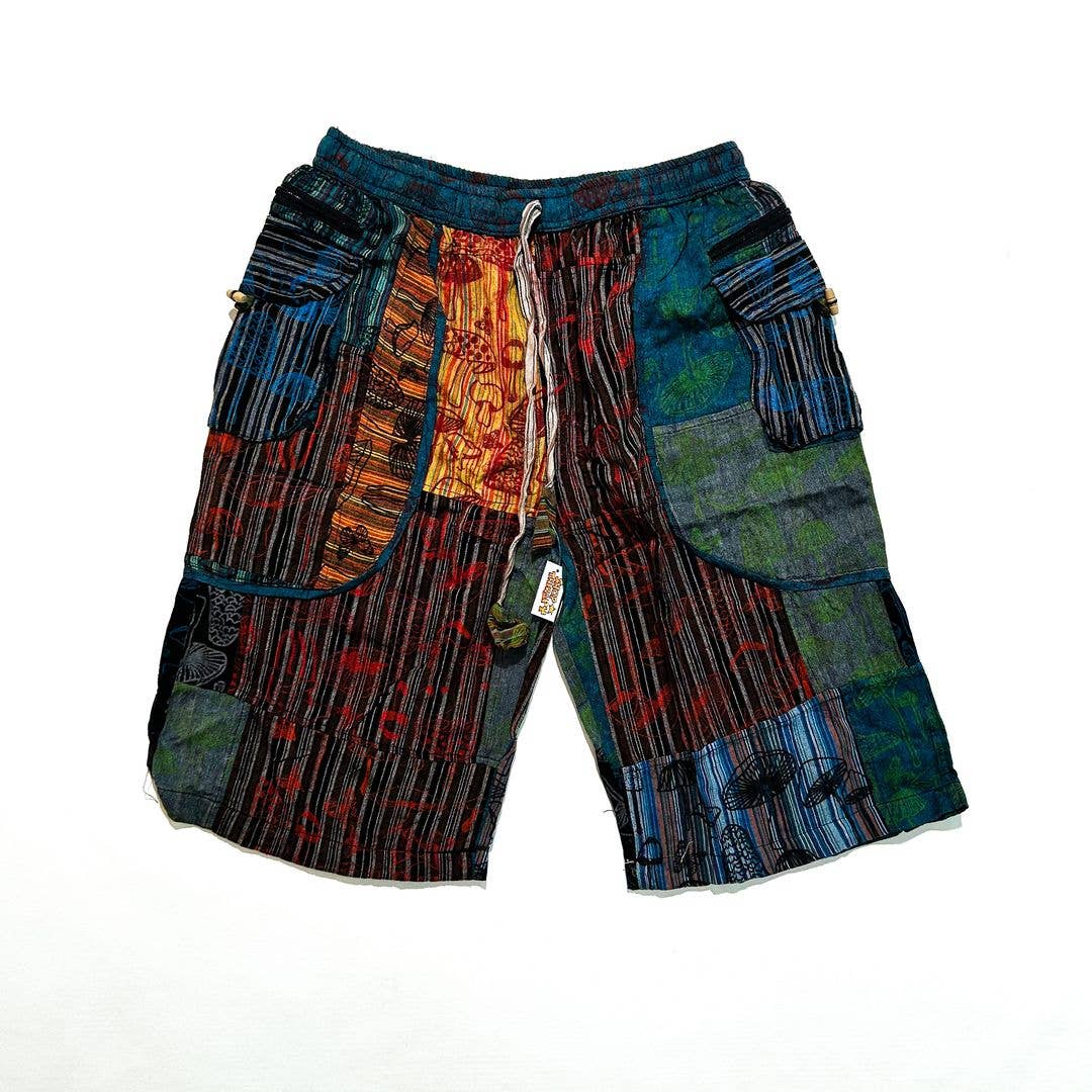 Patchwork Mushroom Print Cargo Shorts