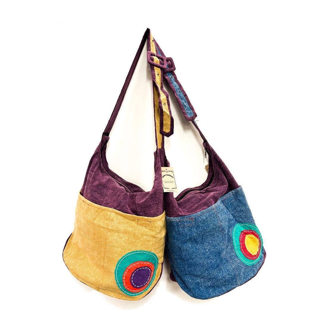 Cotton Circle Patch Hobo Bag