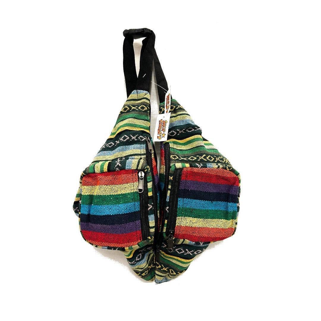 Cotton Gheri Trim Color Striped Fanny Pack