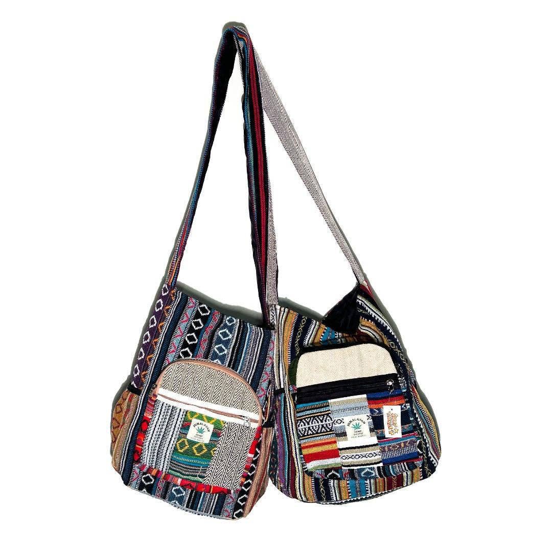 Himilayan Hemp Woven Pattern Front Pocket Monk Shoulder Bag