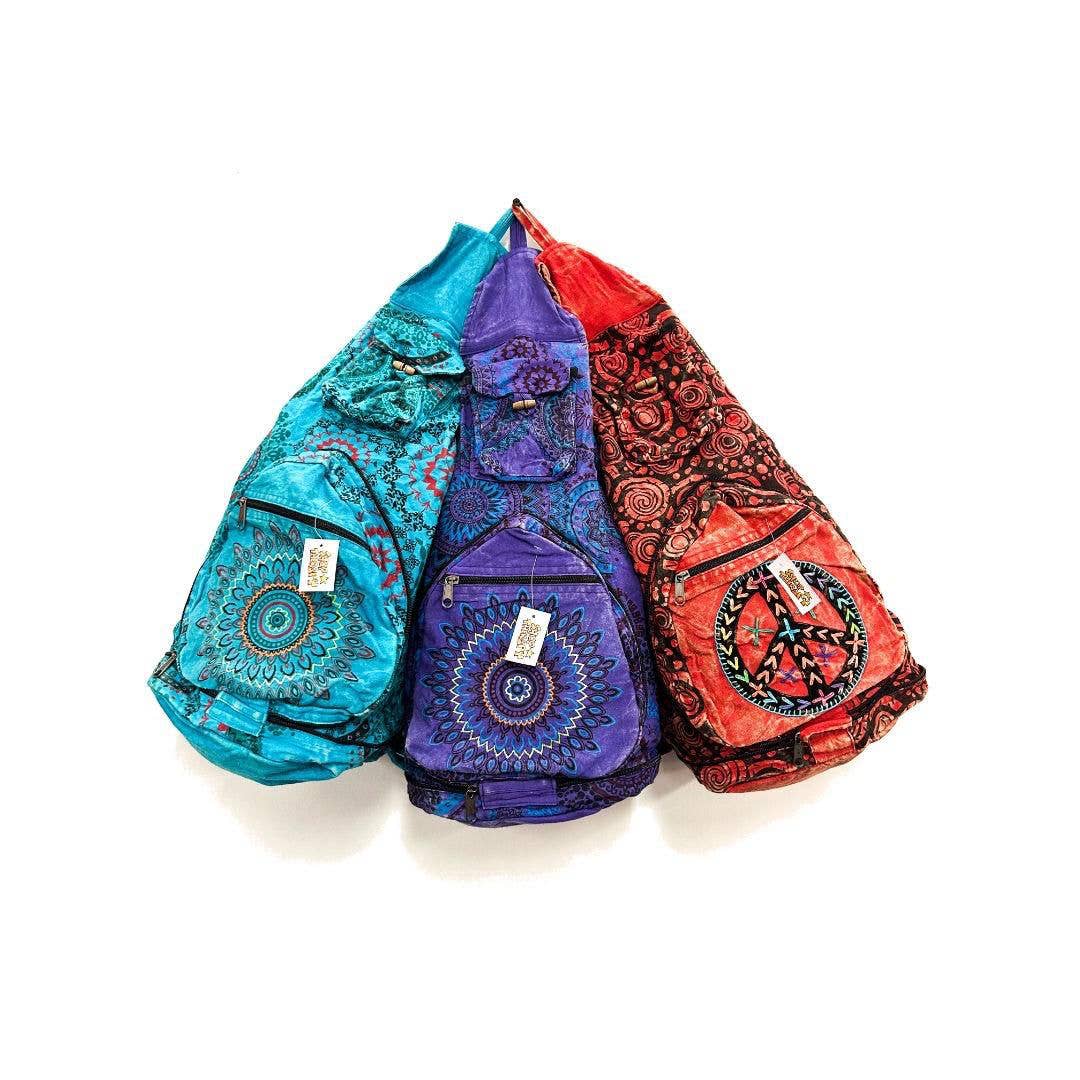 Cotton Stonewash Designs Multipocket Foldaway Backpack