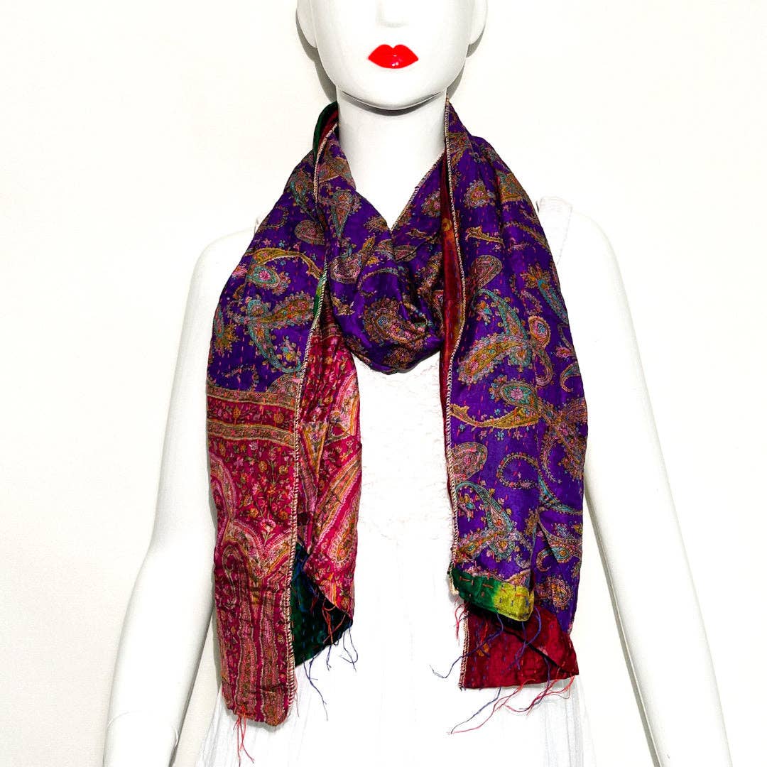 Silk Kantha Patch Scarf KN-1