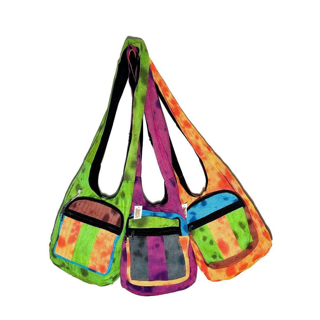 Cotton Spotted Tie Dye Herringbone Monk Style Shoulder Bag