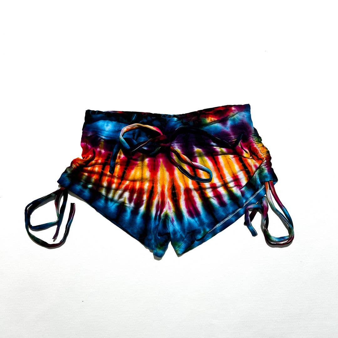 Spandex Tie Dye Yoga Shorts with Drawstring
