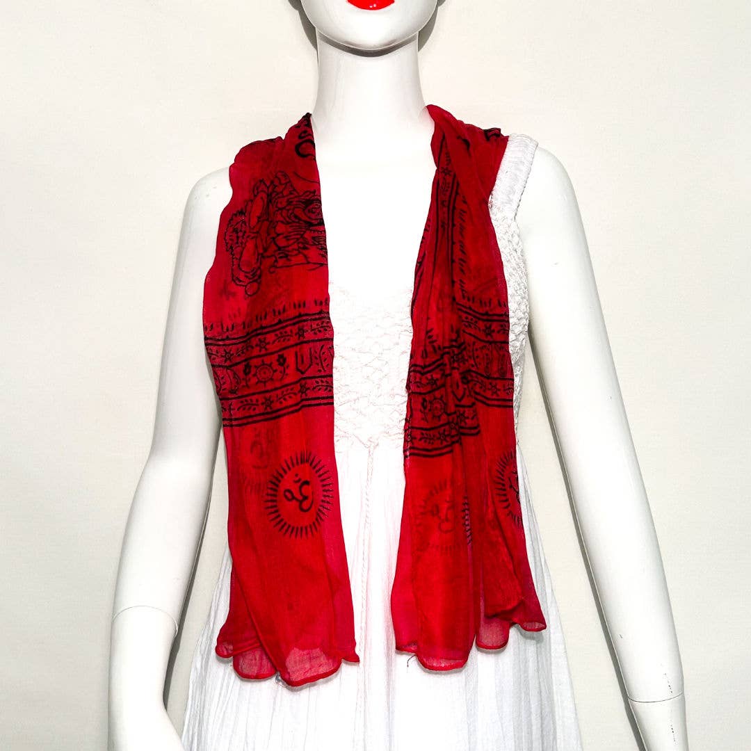 Cotton Hindu Printed Scarf With Raw Edge KS-04