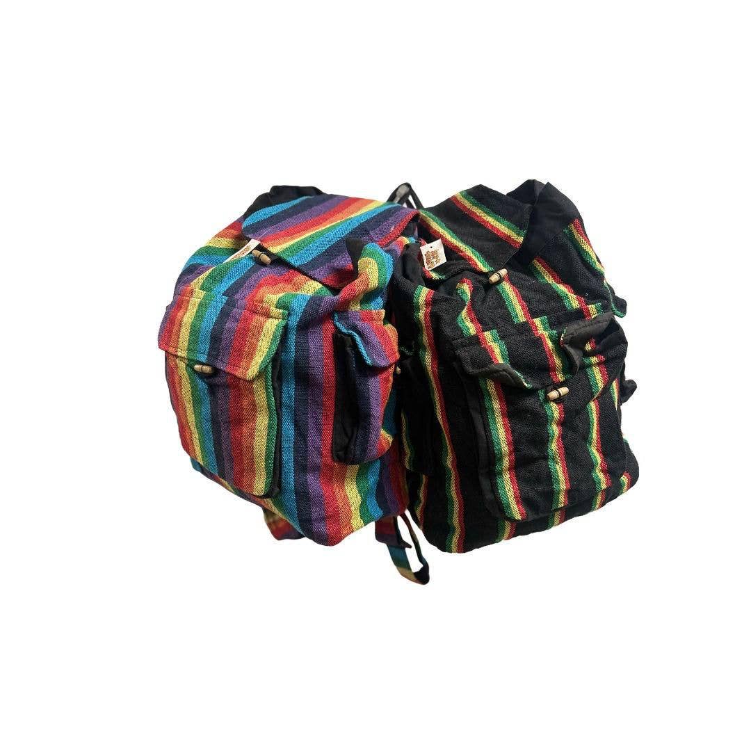 Cotton Multi Colored Stripes Backpack