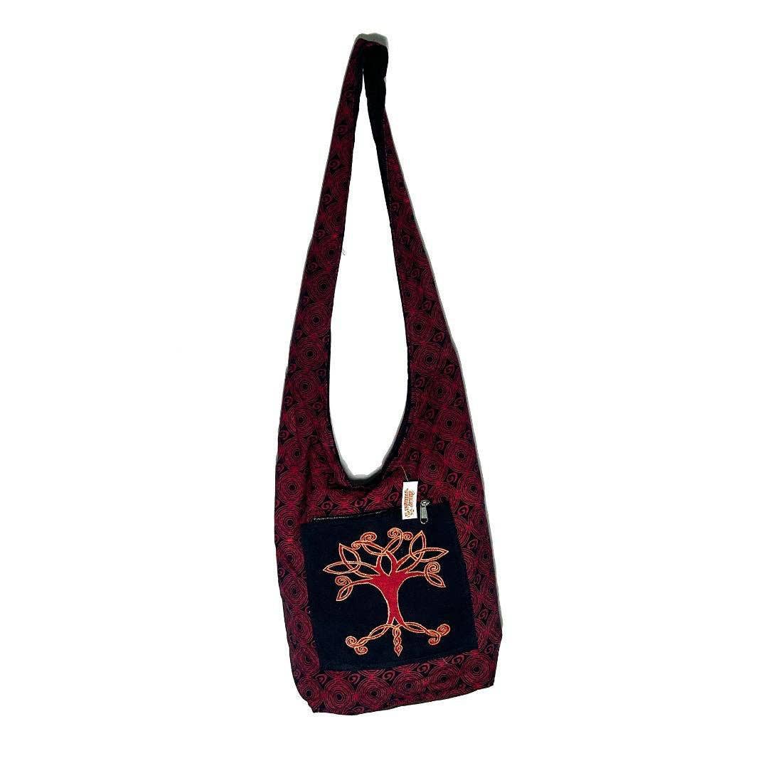 Cotton Patterned Tree of Life Monk Style Shoulder Bag
