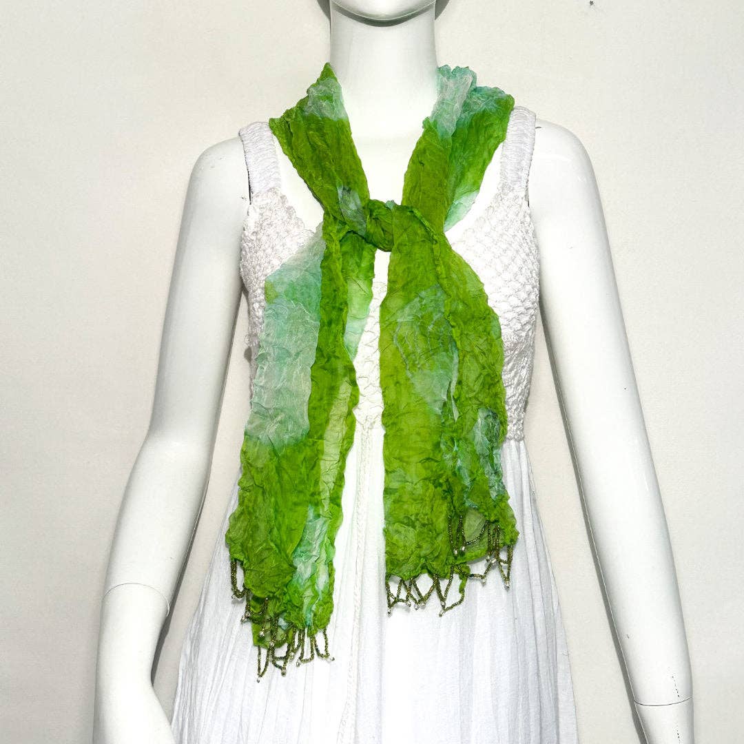 Rayon Tie Dye Scarf With Beaded Trim EF5TID