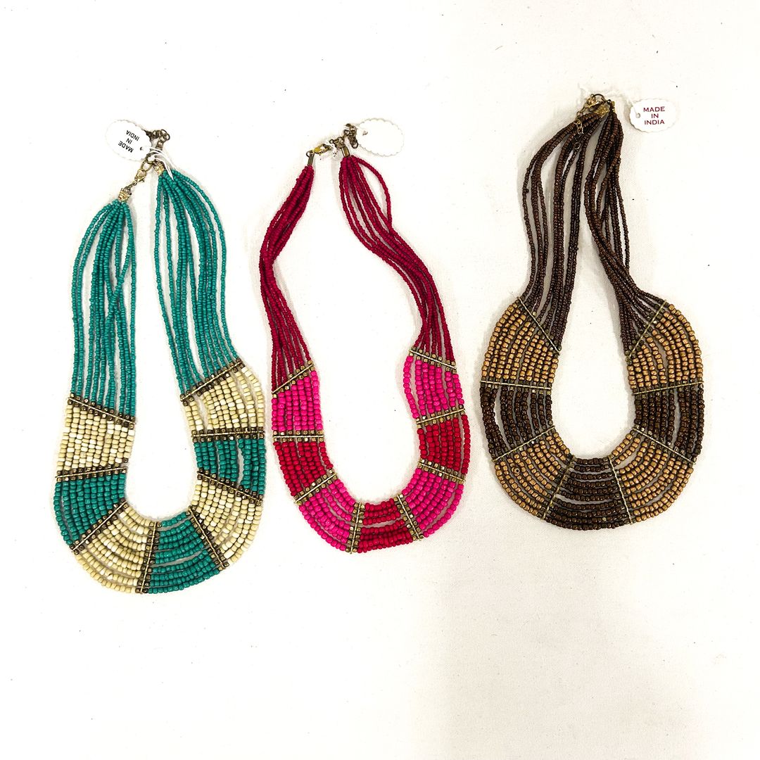 Multi Section Bead Necklace (ST-JWL-QZ-62)
