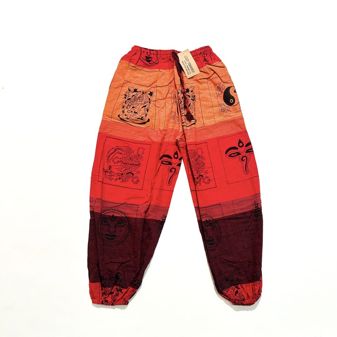 Boho Cotton Pants with Spiritual Print Designs
