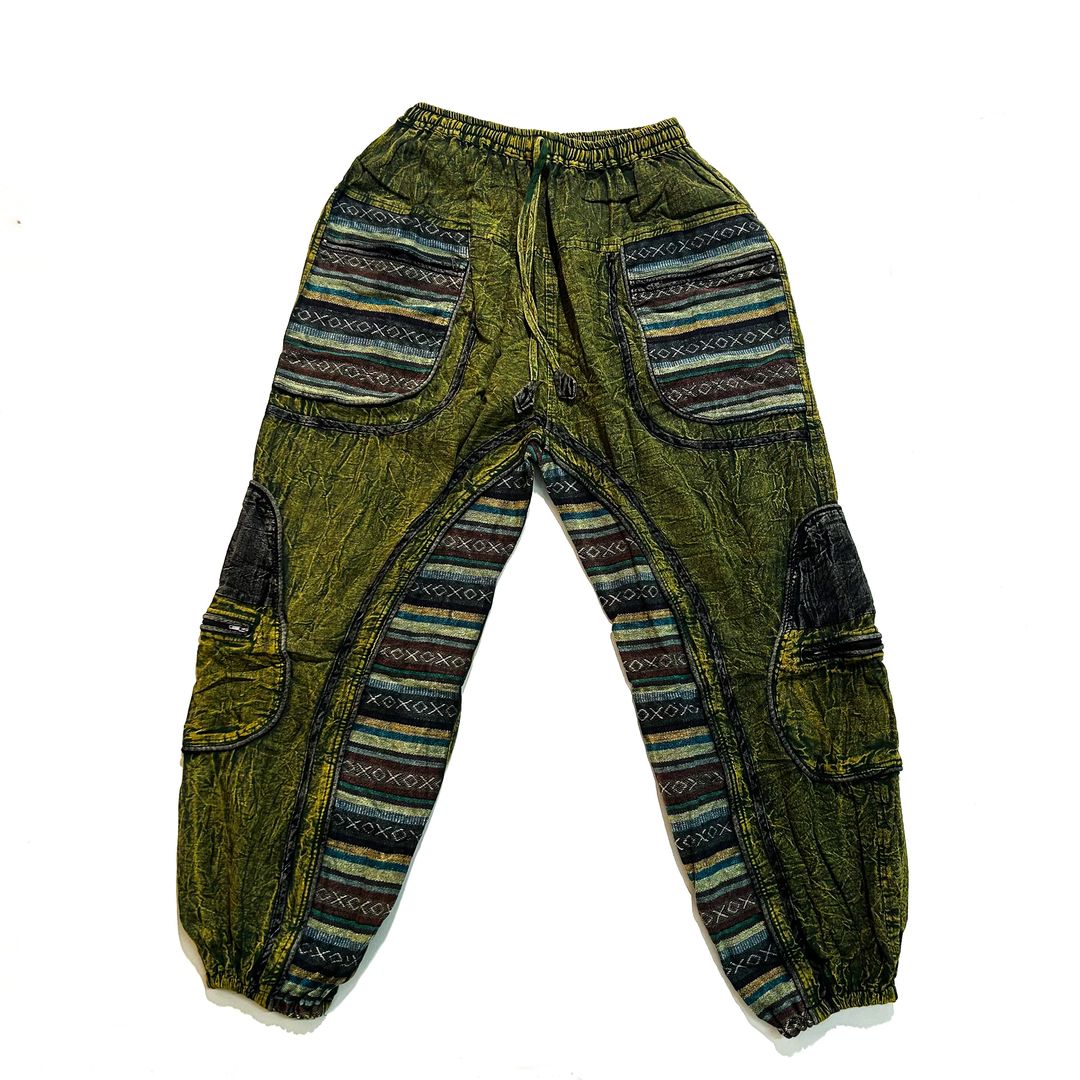 Boho Cargo Pants with Tribal Stripes
