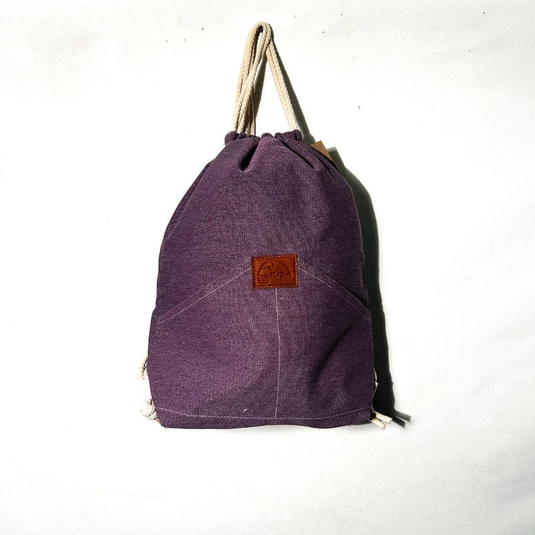 Draw String Solid Color Large Size Canvas Bag