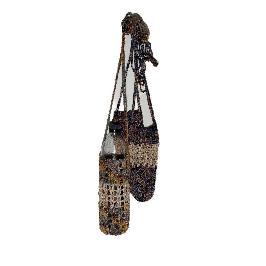 Cotton Crochet Crossbody Water Bottle Holder