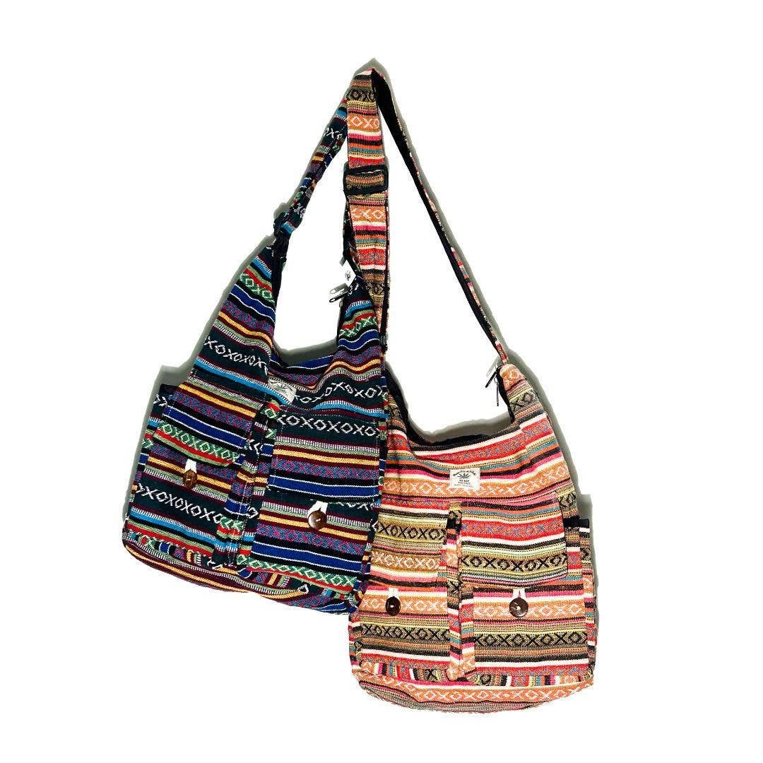Himalayan Hemp Woven Gheri Multi Pocket Shoulder Bag