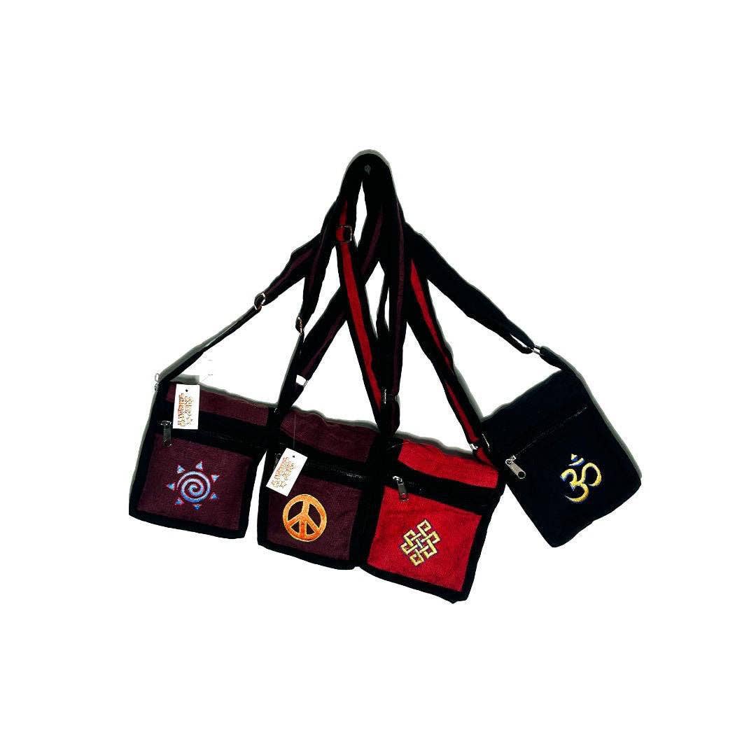 Cotton Solid Color Patch Design Small Shoulder Purse