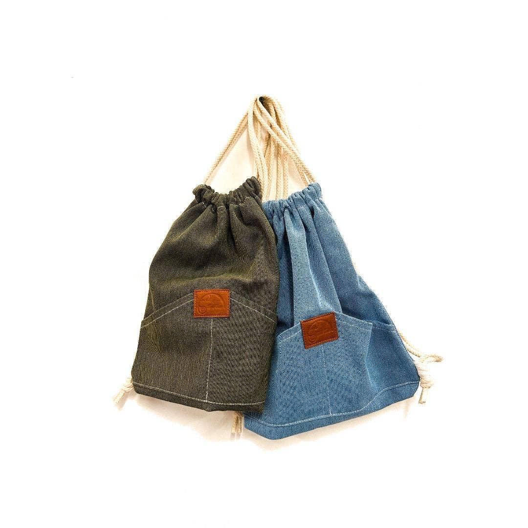 Draw String Solid Color Medium Size Canvas Bag