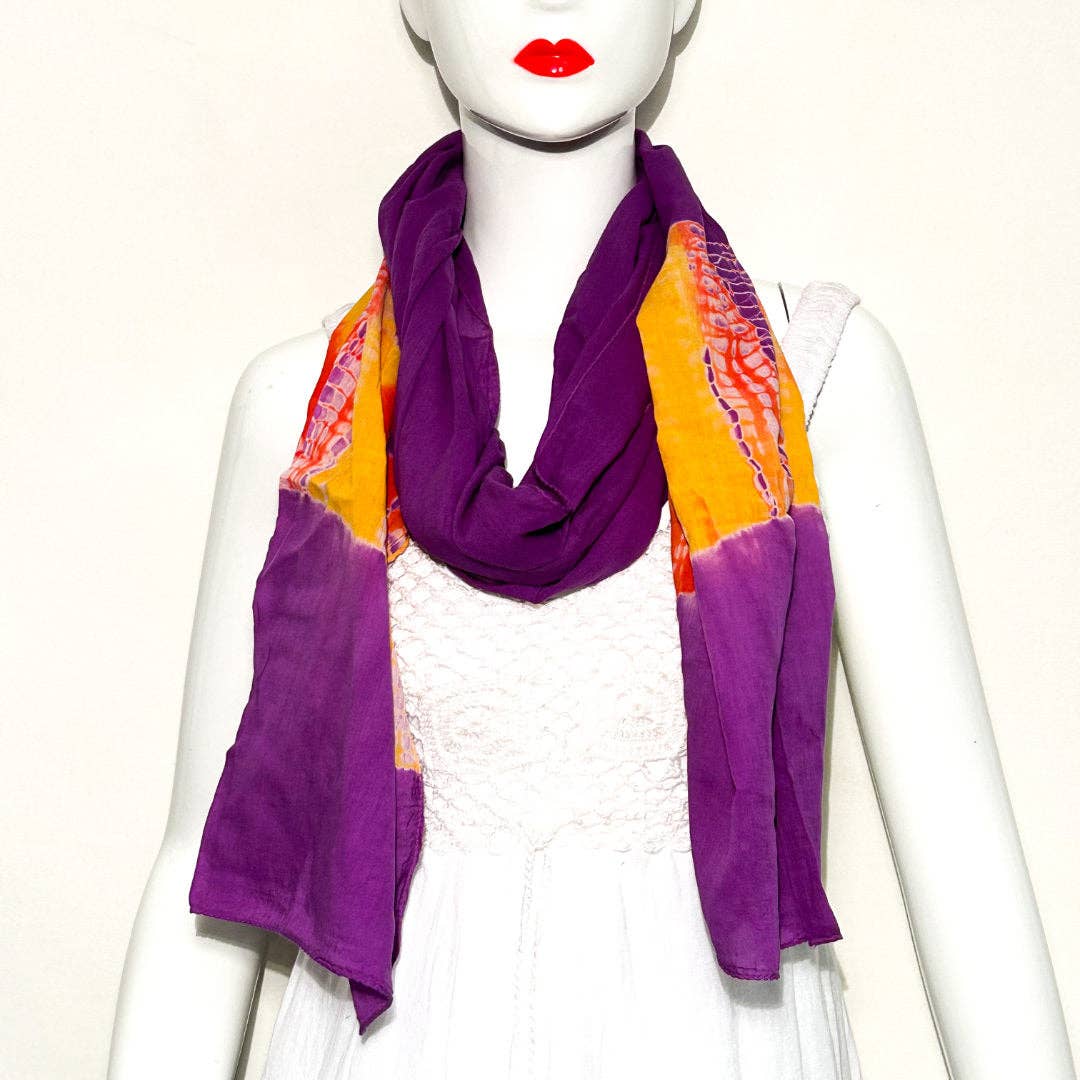 Boho Bohemian Cotton Tie Dye Scarf, Various Colors