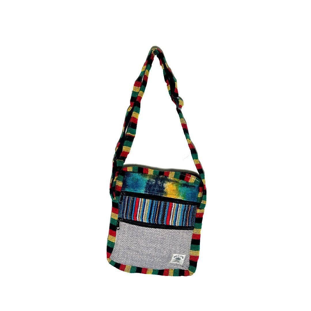 Himalayan Hemp Tie Dye Gheri Rasta Stripes Shoulder Bag