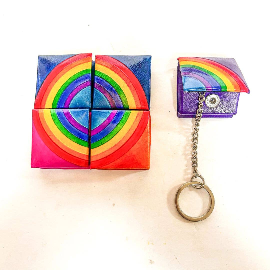 Rainbow Mini Leather Coin Purse, ST-CP-RB-703
