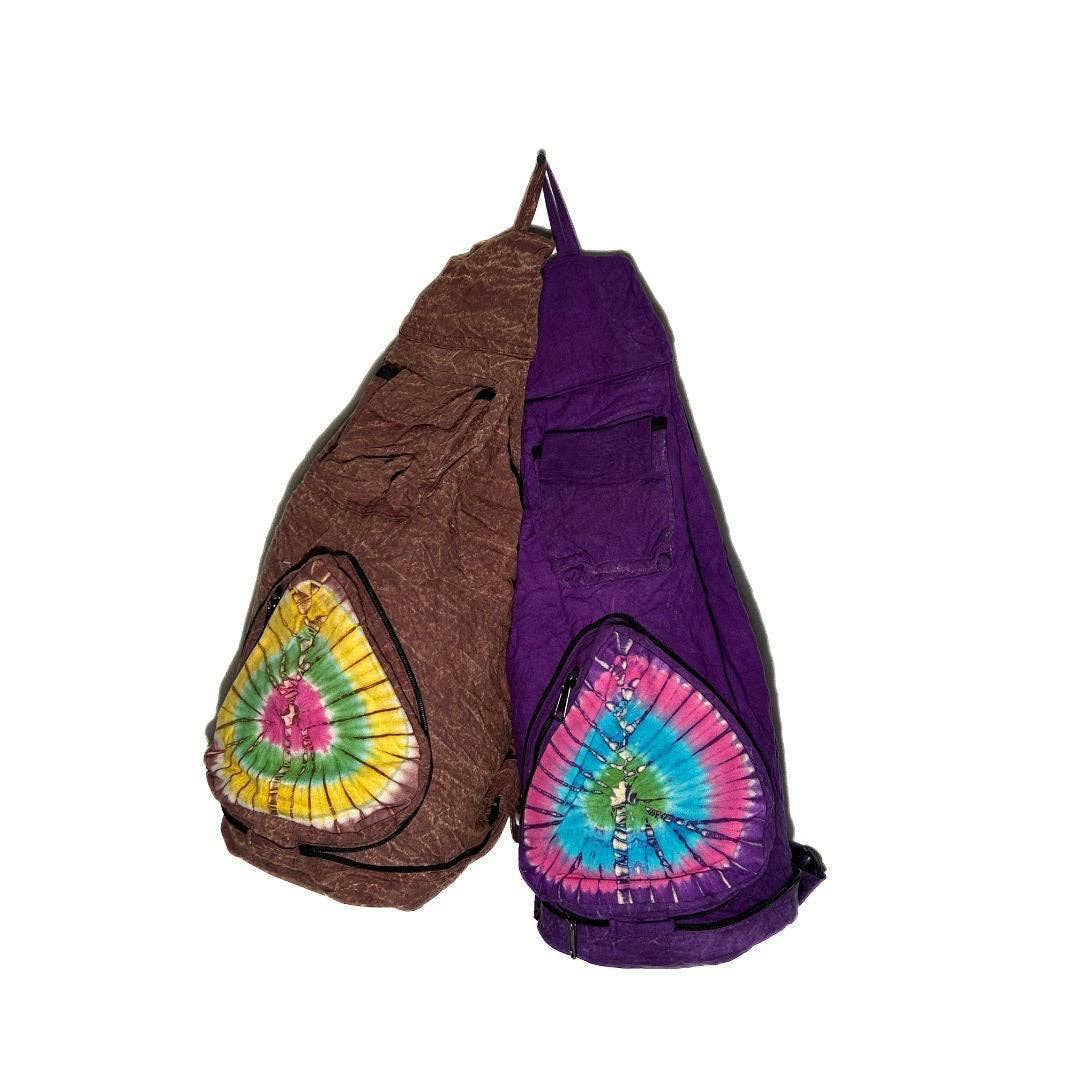 Cotton Stonewash Tie Dye Foldaway Backpack