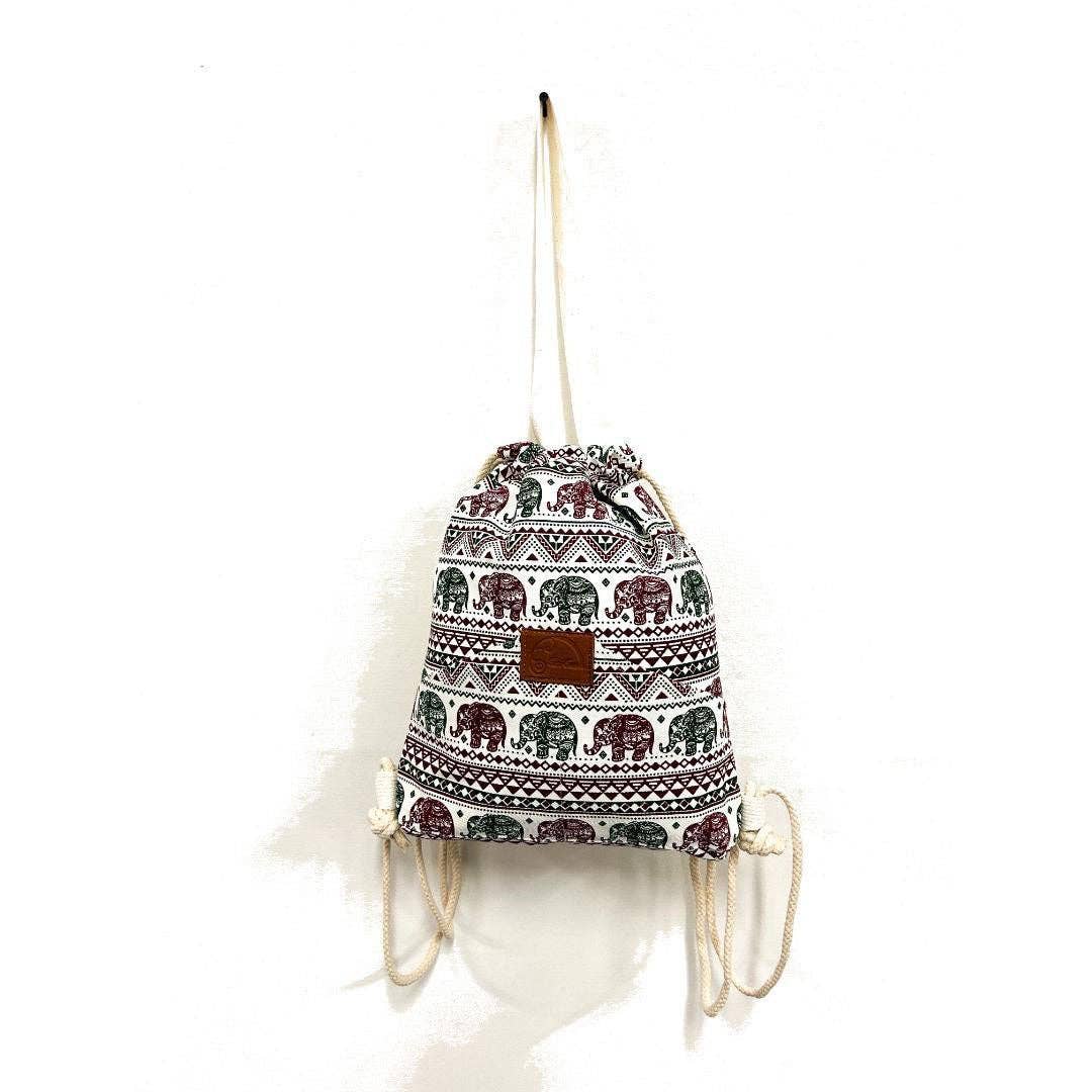 Elephant Print Drawstring Backpack