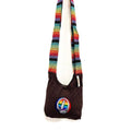 Cotton Striped Strap Skull Patch Monk Shoulder Bag