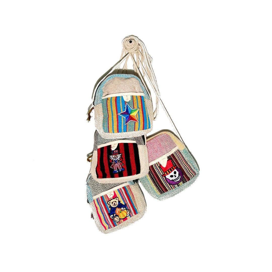 Cotton Woven Trim Patch Designs Mini Shoulder Bag