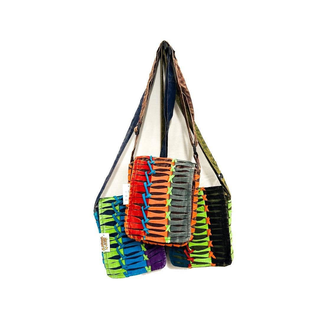Cotton Stonewash Razor Cut Front Flap Shoulder Bag