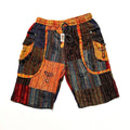 Multicolor Striped Cotton Mushroom Cargo Shorts