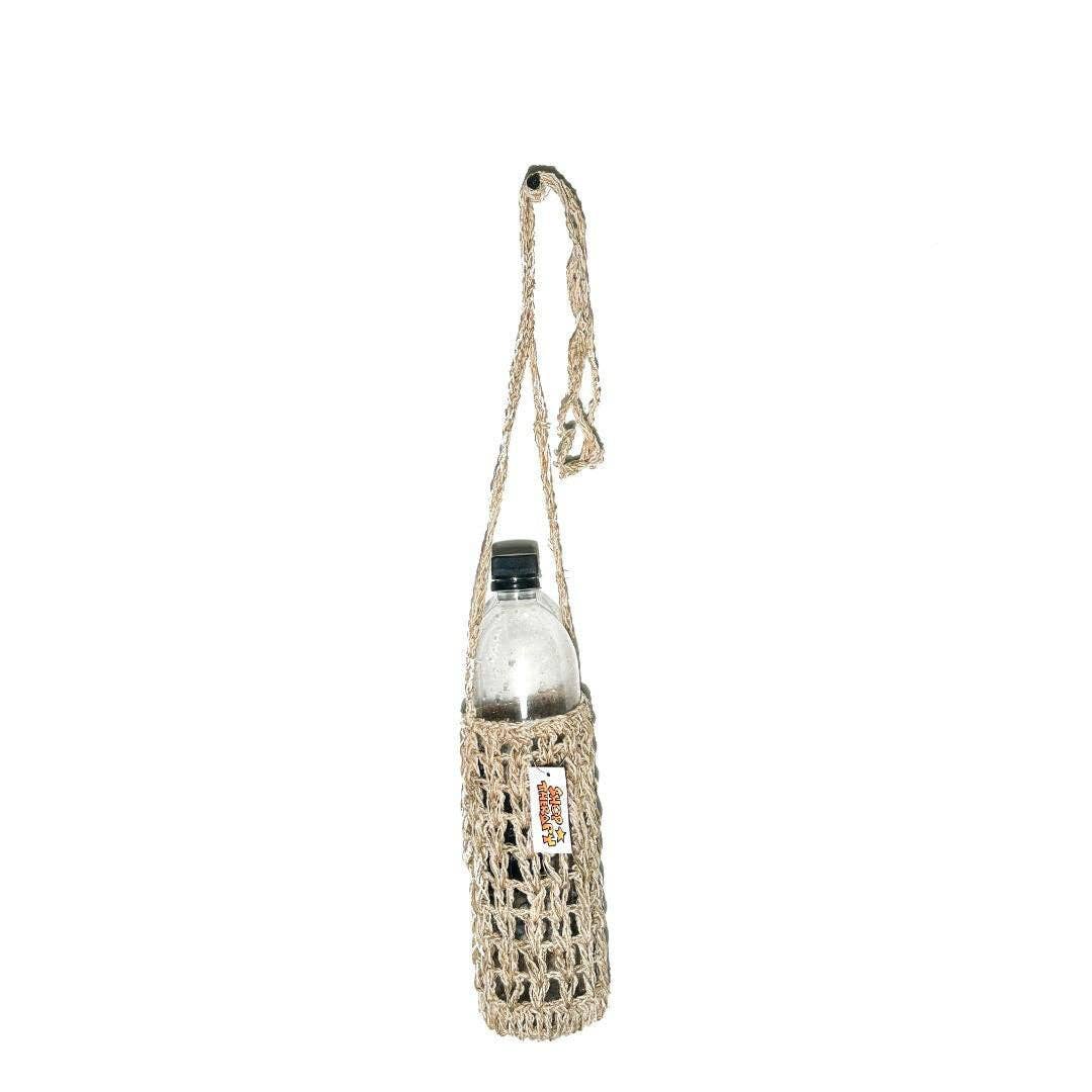 Hemp Crochet Crossbody Water Bottle Holder