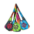 Tie Dye Peace Sign Herringbone Monk Style Shoulder Bag
